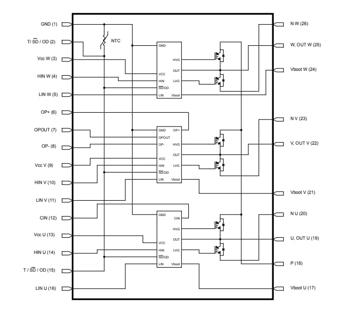Schéma - STMicroelectronics IGBT nano SLLIMM STGIPQ4C60T-HZ